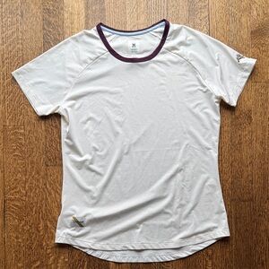 Tracksmith Twilight Short Sleeve Tee Ivory with Maroon Trim